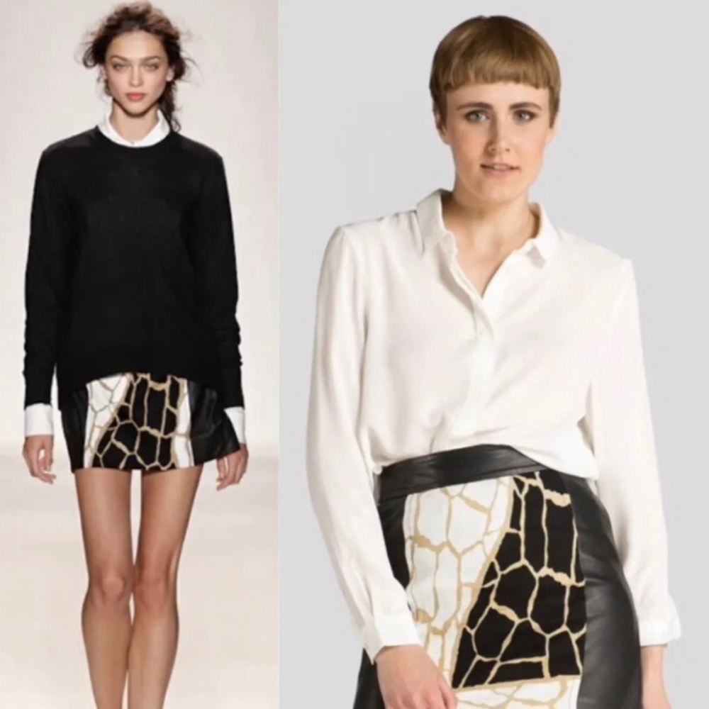 Rachel Zoe. Lamb Leather & Cotton Skirt